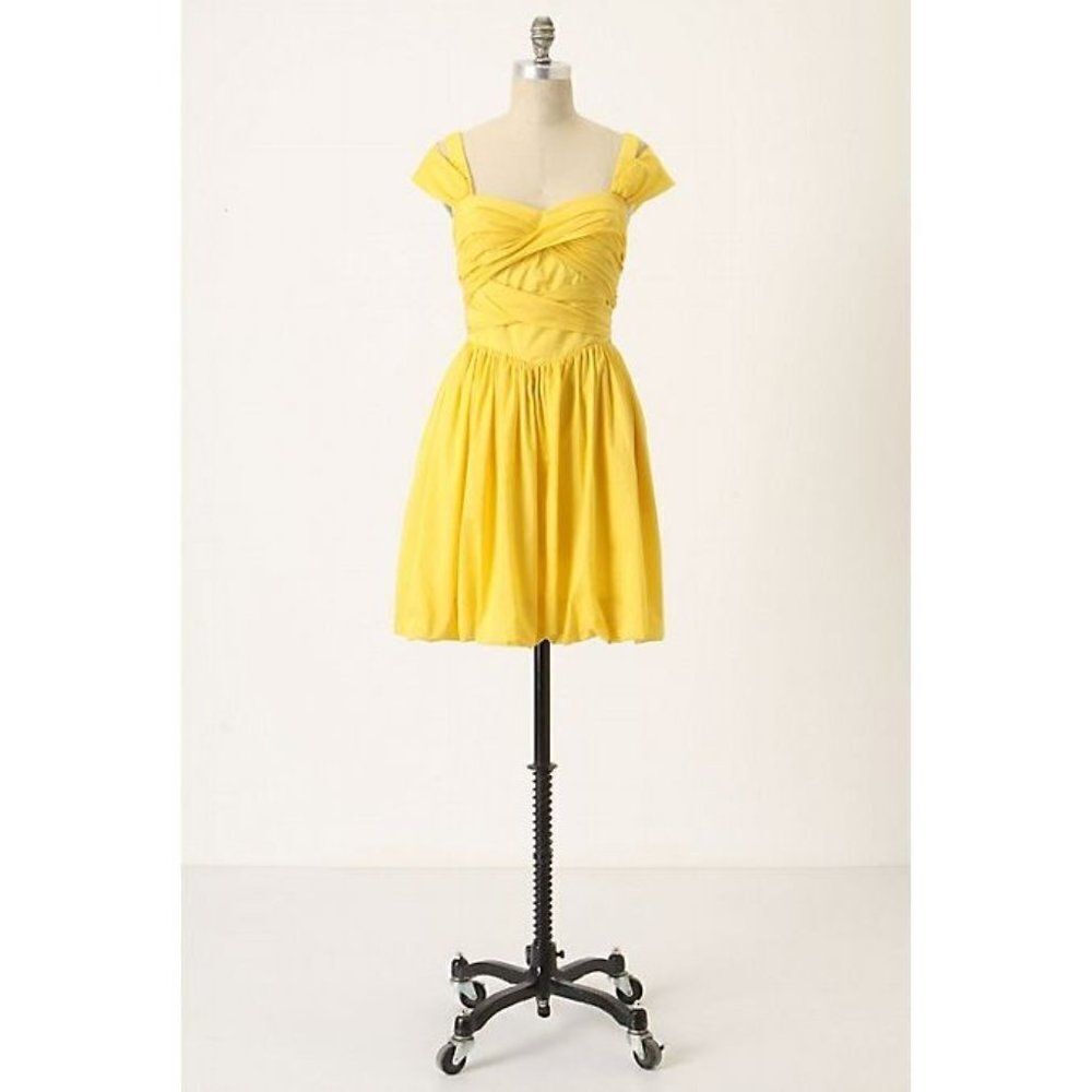 LEIFSDOTTIR Anthro Yellow Bamboo Garden Dress 10